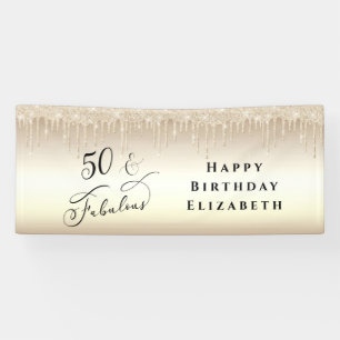 Banderoles 50 Fabuleuse Parties scintillant Champagne Gold An