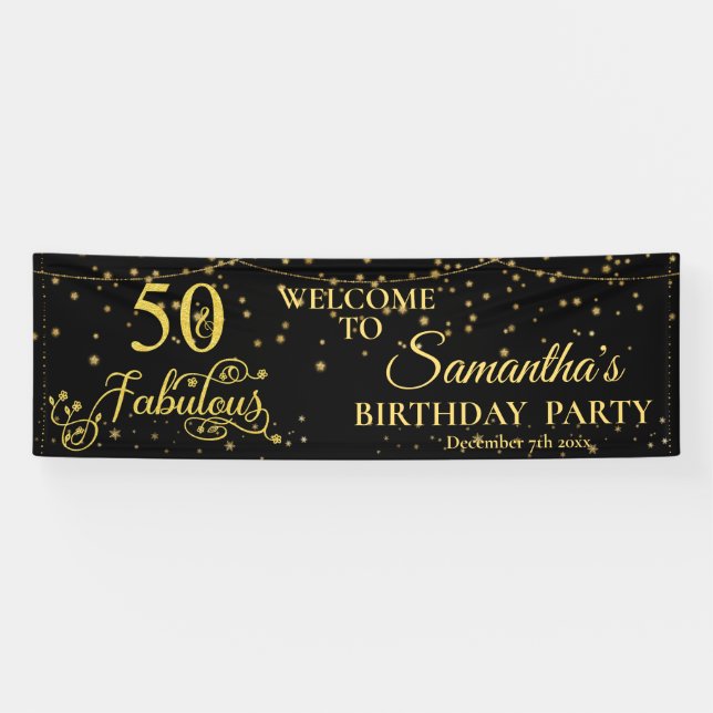 Banderoles 50 Fabuleux 50e anniversaire Parties scintillant N (Horizontal)