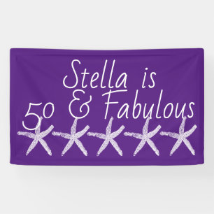 Banderoles 50 & Fabuleux Anniversaire Starfish Motif pourpre