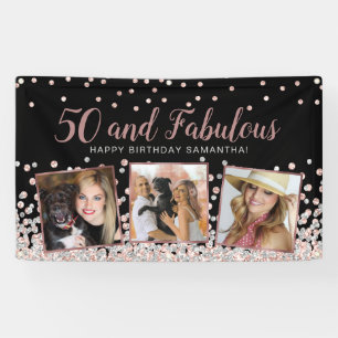Banderoles 50 Fabuleux Rose Gold Photo Collage 50e Anniversai