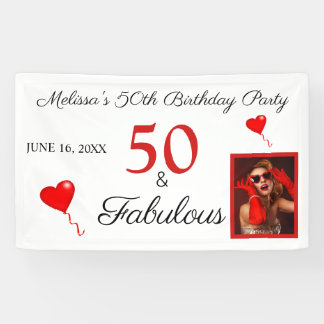 Banderoles 50 & Fabulous Ajouter Nom photo et date 50e annive
