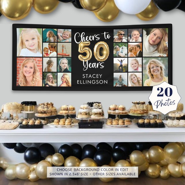 Banderoles 50e anniversaire 20 photo Collage encourage à 50 a (Créateur téléchargé)