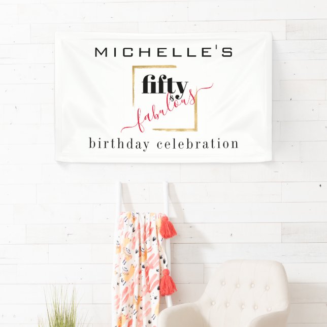 Banderoles 50e anniversaire 50 & Fabulous Elegant Black Gold (En situation)