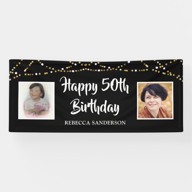 Banderoles 50e anniversaire Alors et maintenant Photos Lumièr (Horizontal)