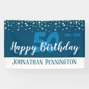 Banderoles 50e anniversaire avec Confetti Blue