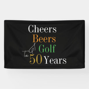 Banderoles 50e anniversaire Cheers Beers Golf Black Gold Part