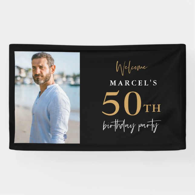 Banderoles 50e anniversaire de fête Photo Bienvenue (Horizontal)