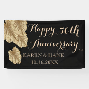 Banderoles 50e anniversaire de Mariage Faux Gold Leaf Élégant
