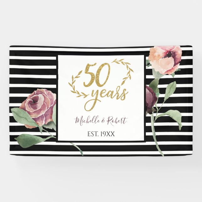 Banderoles 50e anniversaire de Mariage Parties scintillant d' (Horizontal)
