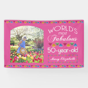 Banderoles 50e anniversaire des plus fabuleux gemmes rose