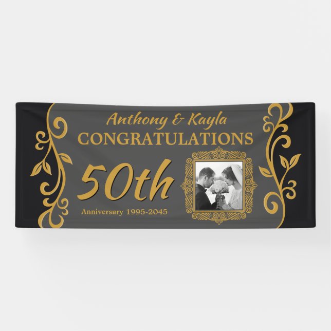 Banderoles 50e anniversaire du Mariage Ajoutez votre photo Go (Horizontal)