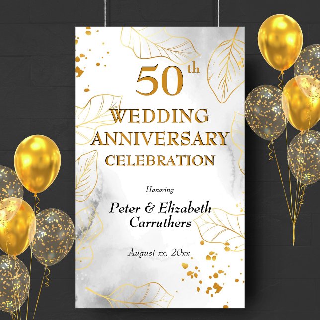 Banderoles 50e anniversaire du Mariage Fête d'or (50th Wedding Anniversary Celebration Golden Party Banner)