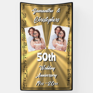 Banderoles 50e anniversaire du mariage Gold et Black