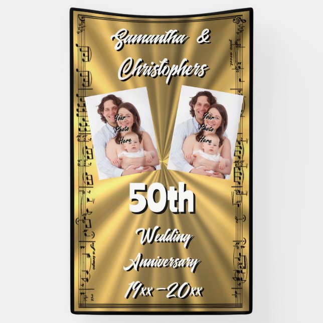 Banderoles 50e anniversaire du mariage Gold et Black (Vertical)