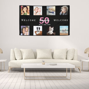 Banderoles 50e anniversaire fête photo collage femme noir