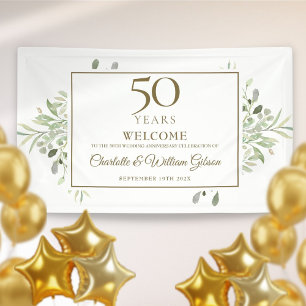 Banderoles 50e anniversaire Mariage de verdure Bienvenue