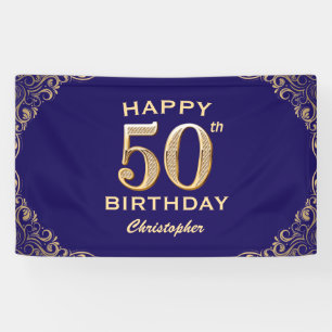 Banderoles 50e anniversaire Parties scintillant marine bleu e