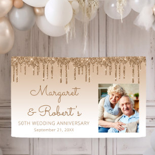 Banderoles 50e Anniversaire Photo personnalisée Parties scint