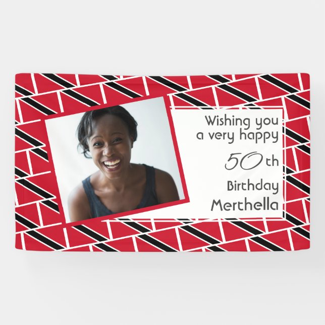 Banderoles 50e anniversaire TRINIDAD DRAPEAU photo personnali (Horizontal)