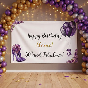 Banderoles 50e fête d'anniversaire élégante violette