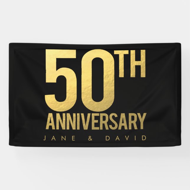 Banderoles 50e Gold Mariage Anniversaire mur de la partie (Horizontal)