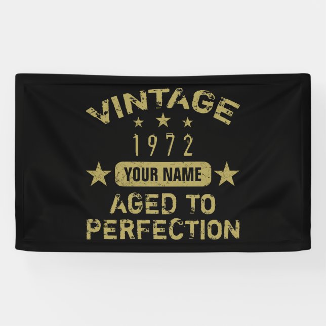 Banderoles 50th Birthday Party 1972 Ajouter Votre Nom (Horizontal)