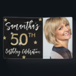 Banderoles 50th Birthday Stars Photo Gold Party Banner<br><div class="desc">50th Birthday Stars Photo Gold Party Banner. Personnalisez cette fausse parties scintillant d'or moderne avec votre photo et votre nom personnalisés.</div>