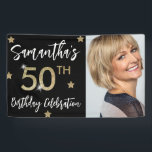 Banderoles 50th Birthday Stars Photo Gold Party Banner<br><div class="desc">50th Birthday Stars Photo Gold Party Banner. Personnalisez cette fausse parties scintillant d'or moderne avec votre photo et votre nom personnalisés.</div>