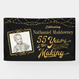 Banderoles 55e anniversaire Editable Black and Gold