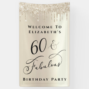 Banderoles 60 Fabuleux Parties scintillant Champagne Gold Ann