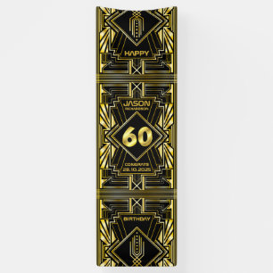 Banderoles 60e anniversaire Art Déco Gold Black Great Gatsby