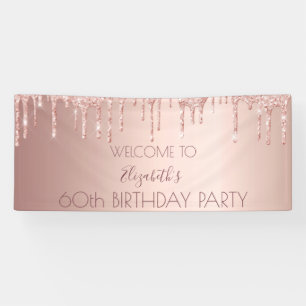 Banderoles 60e anniversaire blush rose or drips nom