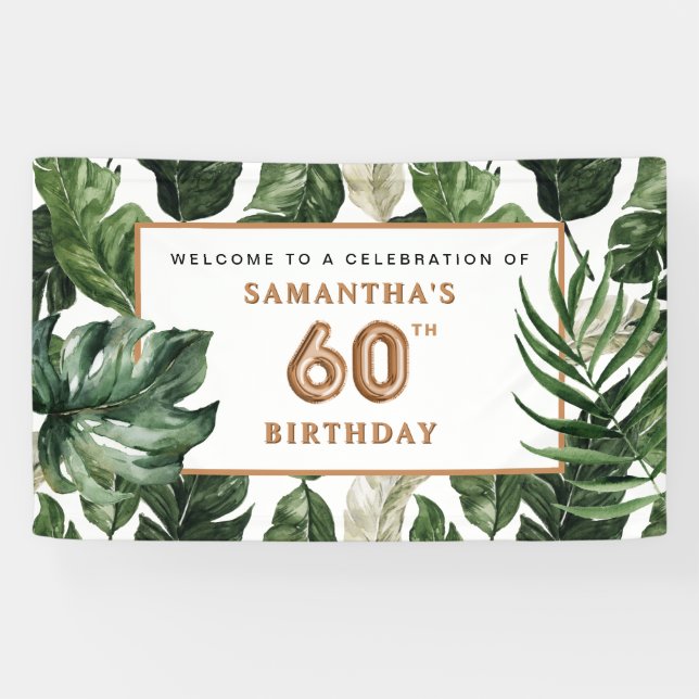 Banderoles 60e anniversaire Green & Copper Tropical Welcome (Horizontal)