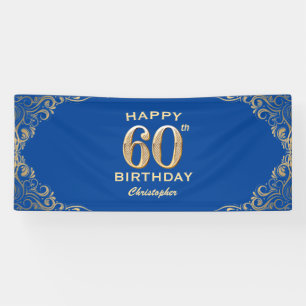 Banderoles 60e anniversaire Parties scintillant bleue et or c