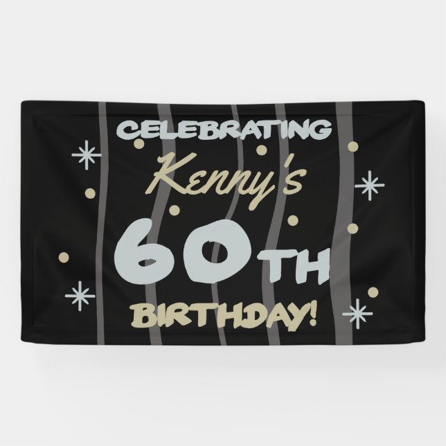 Banderoles 60th Birthday Party Ajouter votre nom (Horizontal)