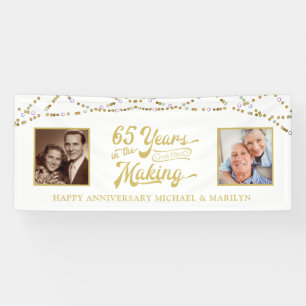 Banderoles 65e anniversaire puis et maintenant Photos Gold Na