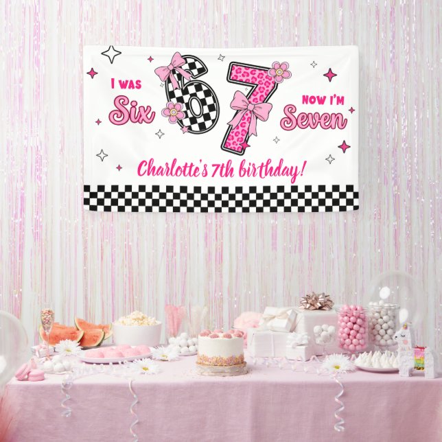 Banderoles 6 7 Six Seven Meme Trend Pink Girls 7th Birthday (Fête)