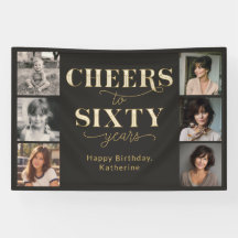 6 Collage de photos Anniversaire 60 ans Noir Or
