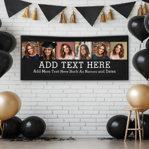 Banderoles 6 Collage photo 2 lignes de texte — CAN Edit Black