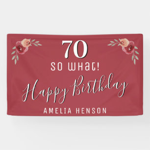 Banderoles 70 Alors quelle aquarelle rouge Floral 70e anniver