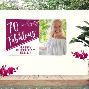 Banderoles 70 ans et Fabuleux Texte Photo Magenta 70e Anniver