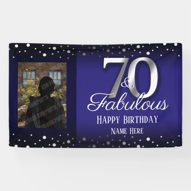 Banderoles 70 et fabuleuse photo Confetti d'anniversaire (Horizontal)
