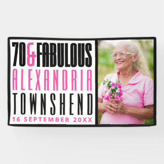 Banderoles 70 & Fabulous Typographie Gras Photo 70e Anniversa