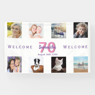 Banderoles 70e anniversaire fête photo collage femme blanc