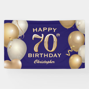 Banderoles 70e Anniversaire Marine Bleu et Ballons d'or