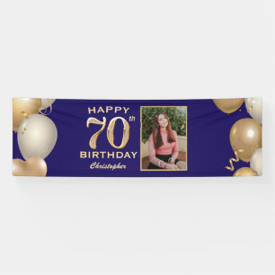 Banderoles 70e Anniversaire Marine Bleu et Ballons d'or