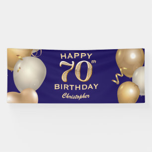 Banderoles 70e Anniversaire Marine Bleu et Ballons d'or