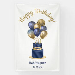 Banderoles 70e anniversaire Marine Blue Balloon Cake