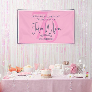 Banderoles 70e anniversaire Moderne Élégant Rose & Nuit