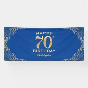 Banderoles 70e anniversaire Parties scintillant bleue et or c